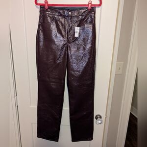 NWT Express Faux Leather Purple Straight Leg Pants